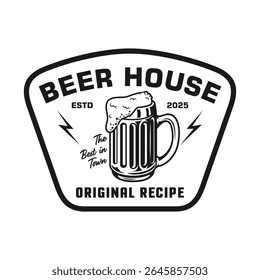 Beer house logo emblem vector design black and white