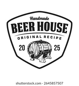 Beer house logo emblem vector design black and white