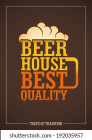 Beer house poster design with typography. Vector illustration.