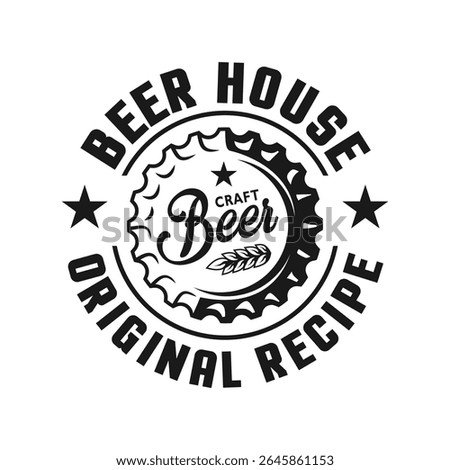 Beer house typography logo vector design black and white