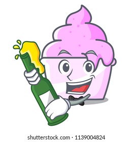 With beer ice cream paper cup mascot cartoon