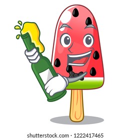 With beer Ice cream watermelon on shape mascot