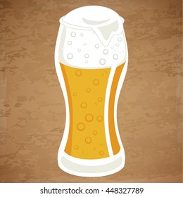 Beer icon. Beer alcohol drink background in retro style. Vector illustration.