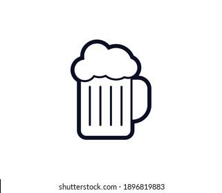 Beer icon. Bar black line sign. Premium quality graphic design pictogram. Outline symbol icon for web design, website and mobile app on white background. Monochrome icon of beer 