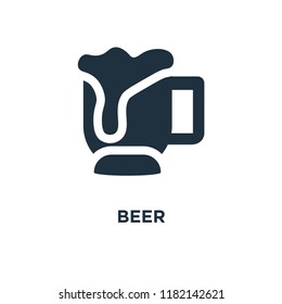 Beer icon. Black filled vector illustration. Beer symbol on white background. Can be used in web and mobile.