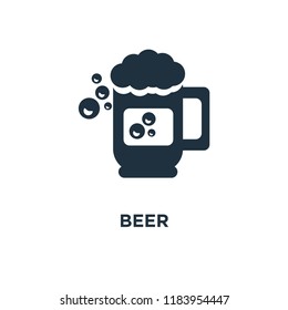 Beer icon. Black filled vector illustration. Beer symbol on white background. Can be used in web and mobile.