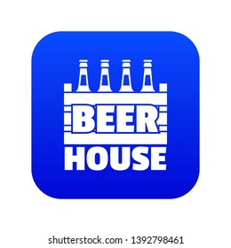 Beer icon blue vector isolated on white background