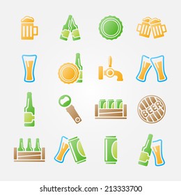 Beer icon bright set made of 16 beer vector symbols