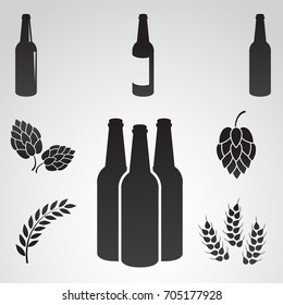 Beer icon collection isolated on white background.