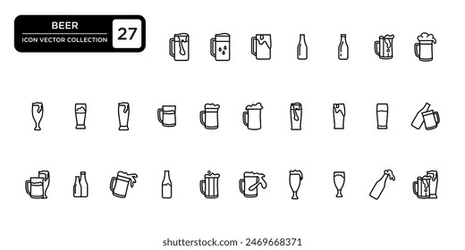 Beer icon collection, vector icon templates editable and resizable.