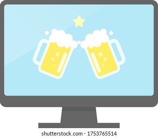 Beer icon and computer screen