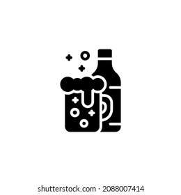 beer icon designed in solid black style and glyph style in food and drink icon category