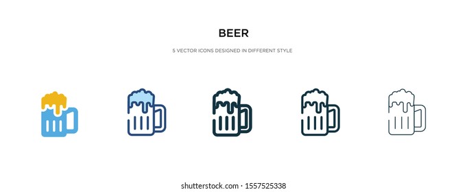 beer icon in different style vector illustration. two colored and black beer vector icons designed in filled, outline, line and stroke style can be used for web, mobile, ui