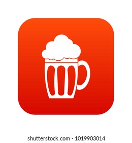 Beer icon digital red for any design isolated on white vector illustration