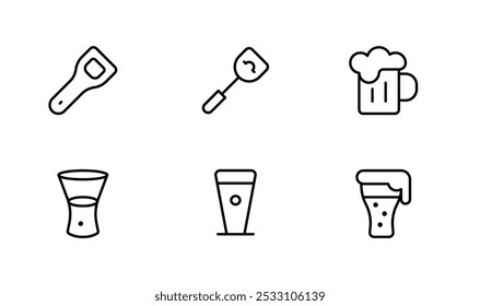 beer icon, drinks vector set design with Editable Stroke. Line, Solid, Flat Line, thin style and Suitable for Web Page, Mobile App, UI, UX design. vector