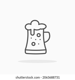 Icono de cerveza. Estroque editable y píxel perfecto. Estilo de esquema. Ilustración vectorial. Disfruta de este icono para tu proyecto.