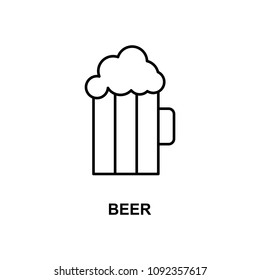 beer icon. Element of simple web icon with name for mobile concept and web apps. Thin line beer icon can be used for web and mobile on white background