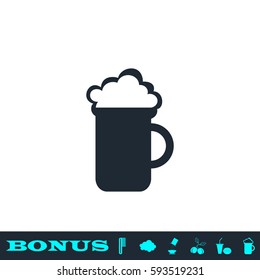 Beer icon flat. Black pictogram on white background. Vector illustration symbol and bonus button