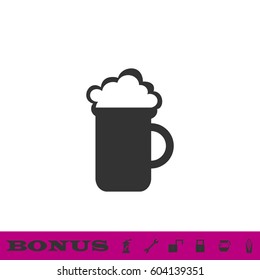 Beer icon flat. Black pictogram on white background. Vector illustration symbol and bonus button