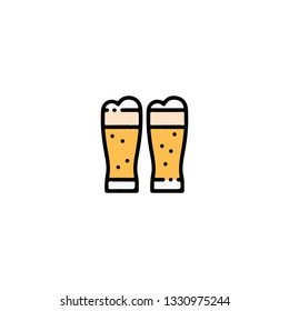 Beer icon, flat design line art thin style. Saint Patrick's Day vector illustration