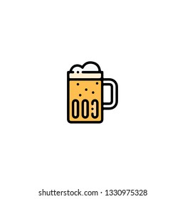 Beer icon, flat design line art thin style. Saint Patrick's Day vector illustration