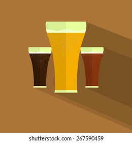  Beer icon. Flat design style modern vector illustration. Isolated on stylish color background. Flat long shadow icon. Elements in flat design.