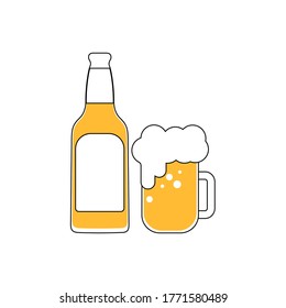 Icono de cerveza. Diseño plano. Ilustración del vector