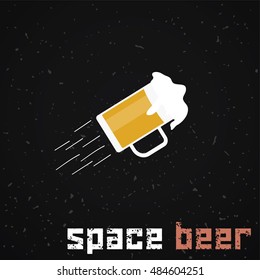 Beer icon flat design.Space beer. Cosmic flying beer. Beer Festival.Beer glass.Oktoberfest. Alcohol beverage drink symbol. Eps 10.