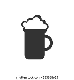 Beer icon flat. Illustration isolated on white background. Vector grey sign symbol