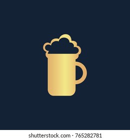 Beer icon flat. Simple gold pictogram on dark background. Vector illustration symbol