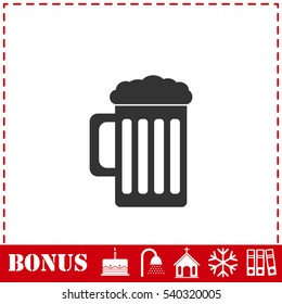 Beer icon flat. Simple vector symbol and bonus icon
