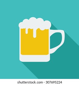 Beer icon. Flat vector related icon with long shadow for web and mobile applications. It can be used as - logo, pictogram, icon, infographic element. Vector Illustration.