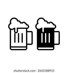 ícone de cerveja vetor de vidro conceito silhueta e estilo de contorno