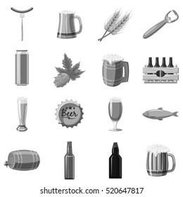 Beer icon. Gray monochrome illustration of beer vector icon for web