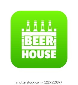 Beer icon green vector isolated on white background