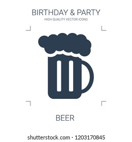 beer icon. high quality filled beer icon on white background. from birthday party collection flat trendy vector beer symbol. use for web and mobile