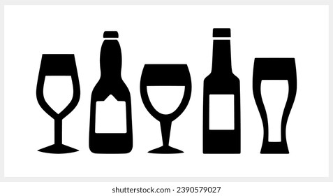 Beer icon isolated. Beer glass and bottle. Wine Vector illustration. EPS 10