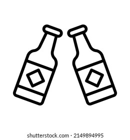 Beer Icon. Line Art Style Design Isolated On White Background