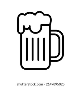 Beer Icon. Line Art Style Design Isolated On White Background
