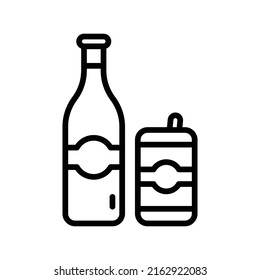Beer Icon. Line Art Style Design Isolated On White Background