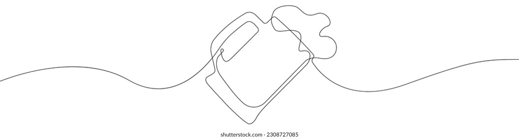 Beer icon line continuous drawing vector. One line Pint icon vector background. A Pint icon. Continuous outline of A mug of beer with foam icon.