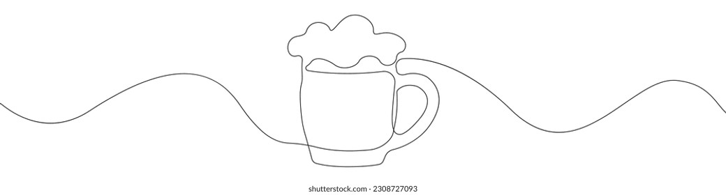 Bier-Icon Linie kontinuierliche Zeichenkette Vektor. Eine Zeile Pint Symbol, Vektorhintergrund. Ein Pint-Symbol. Kontinuierliche Umrisslinie eines Bieres mit Schaumsymbol.