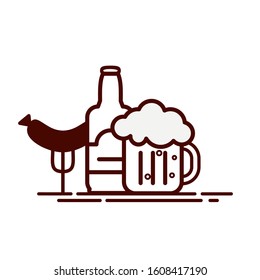 Beer icon on white background. Line art flat style. Vector illustration print and web projects