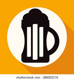 Beer icon on white circle with a long shadow