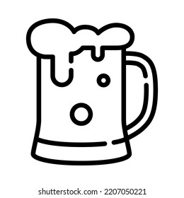 Beer icon. Outline design. A glass of beer isolated on white background. For presentation, graphic design. Vector Illustration.