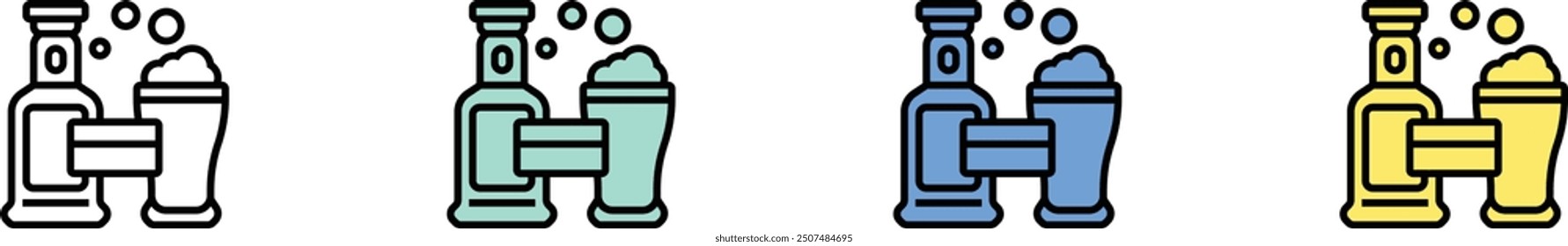 beer icon. Outline, Green, Blue and Yellow Style Design Isolated On White Background