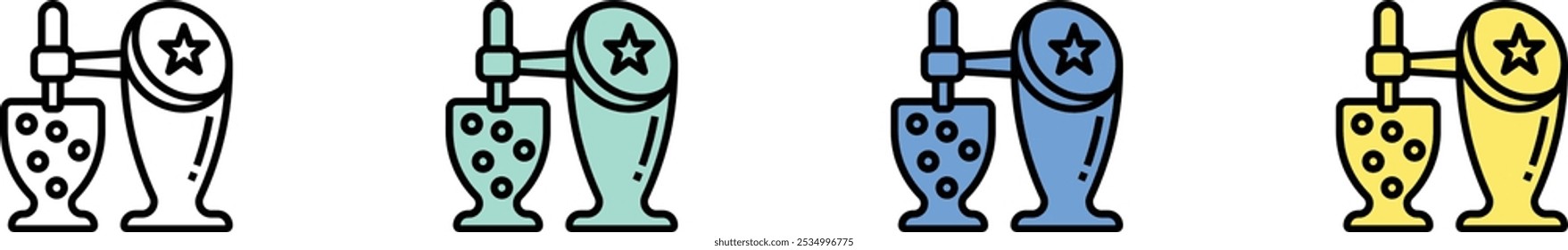 beer icon. Outline, Green, Blue and Yellow Style Design Isolated On White Background