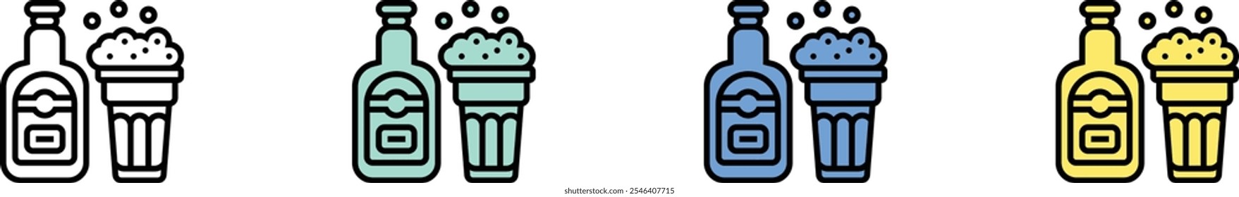 beer icon. Outline, Green, Blue and Yellow Style Design Isolated On White Background