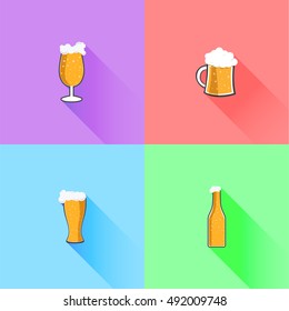beer icon pack . flat design