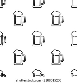 Beer Icon Pattern. Seamless Beer Pattern On White Background.